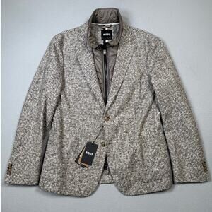 BOSS Hanry Slim Fit Blazer with Removable Vest, brown/white 40R 695